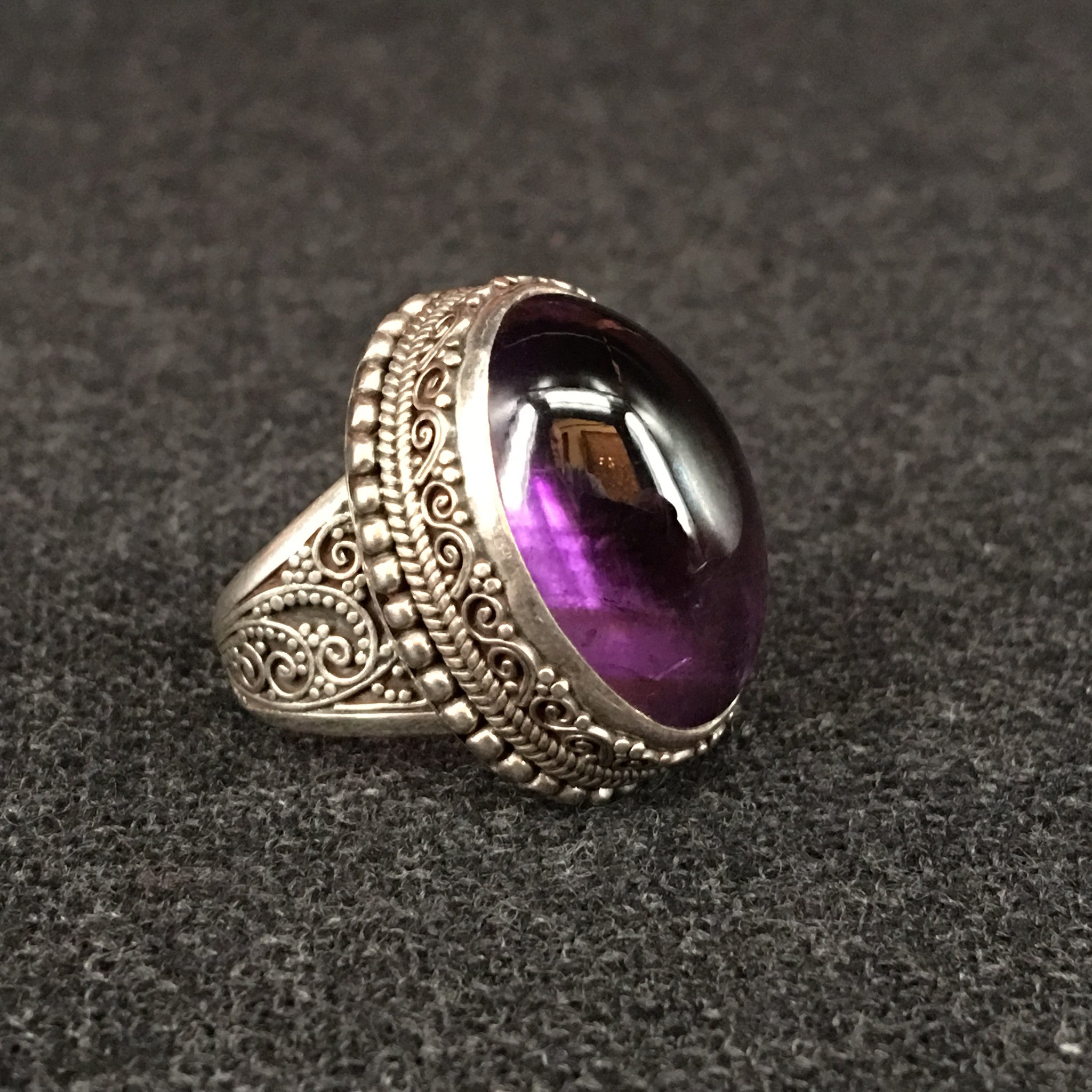 Large Himalayan Oval Amethyst Ring | Jewelry | Mahakala Fine Arts