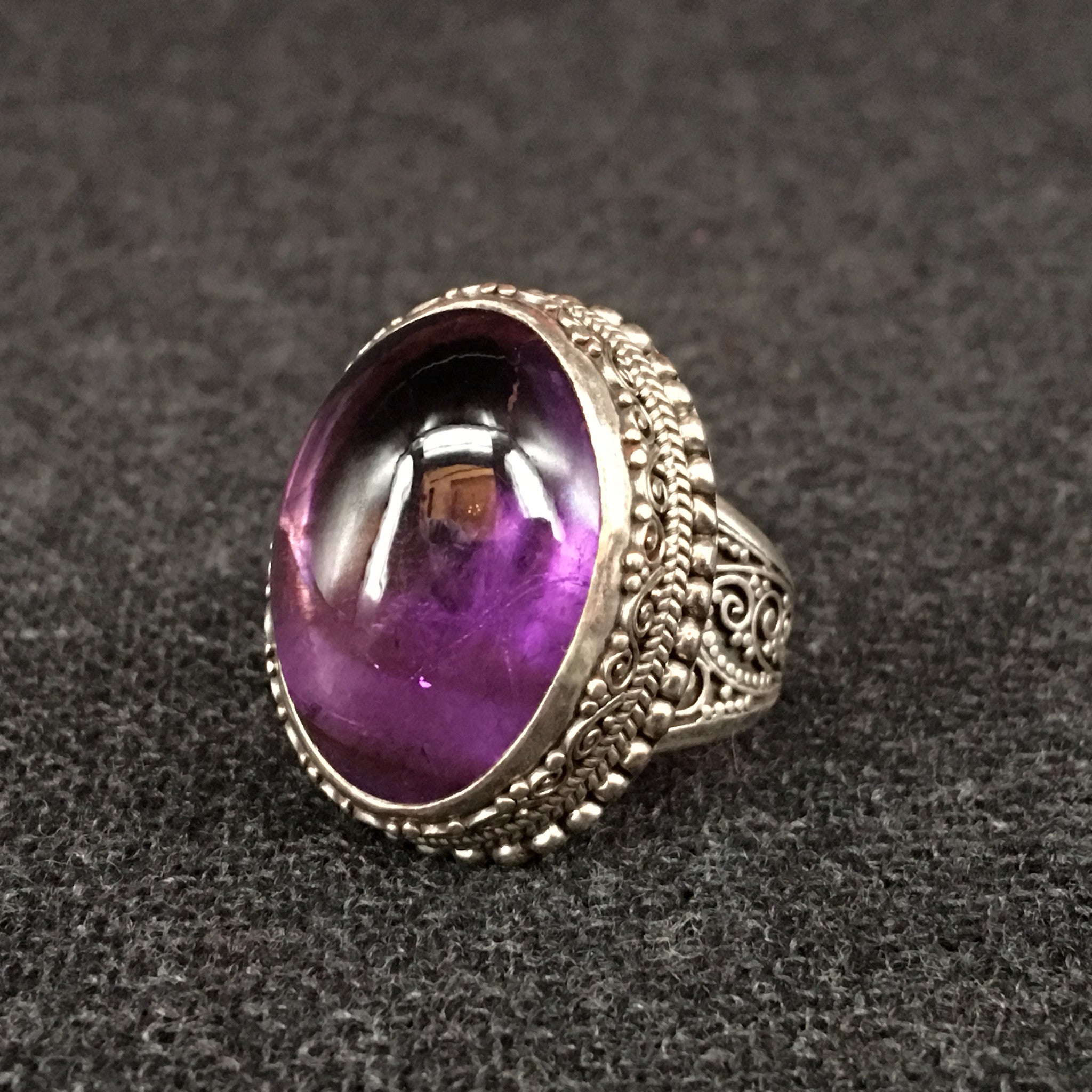 Large Himalayan Oval Amethyst Ring | Jewelry | Mahakala Fine Arts