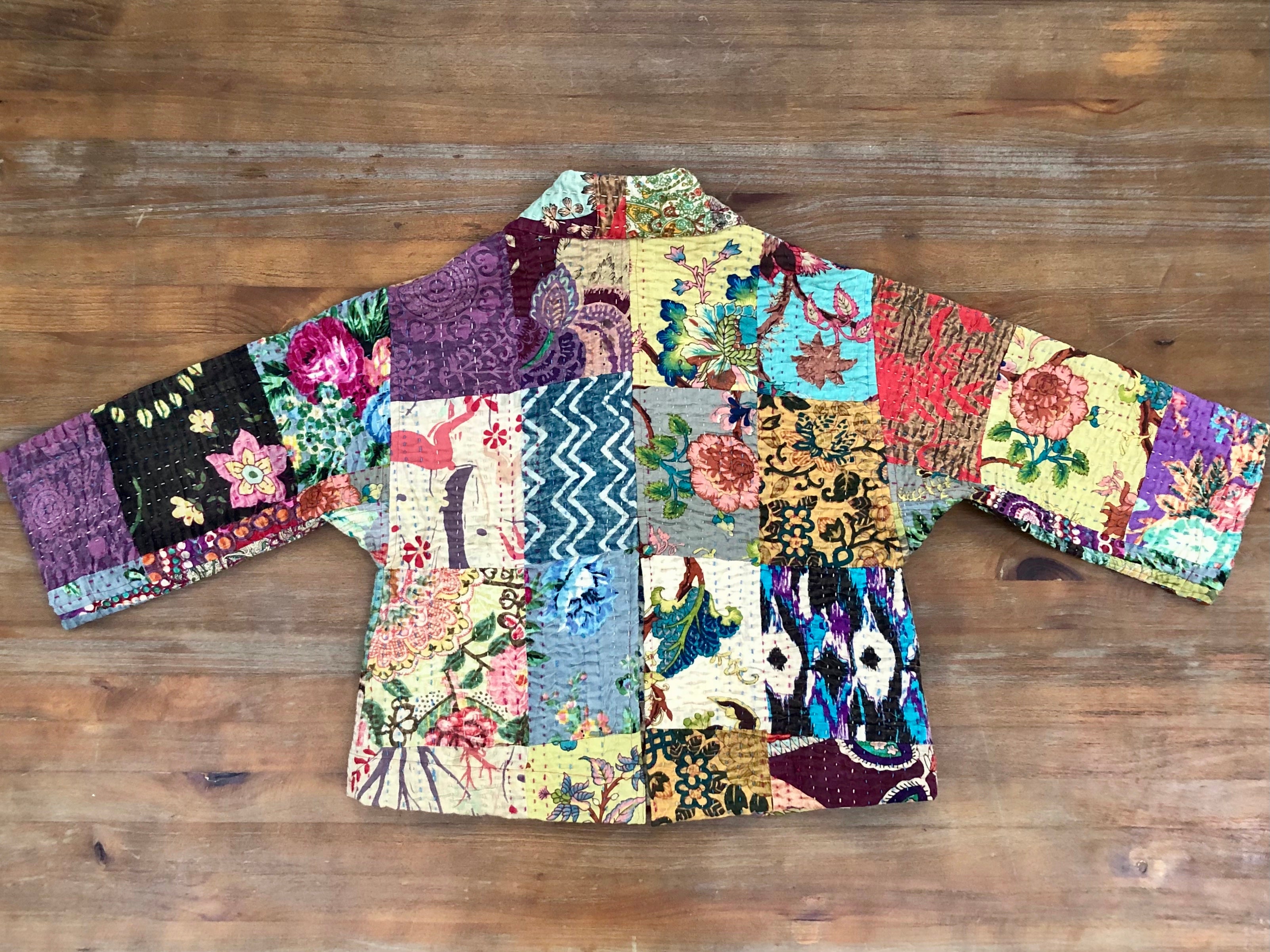 Colorful Kantha Quilted Jacket - Srinagar