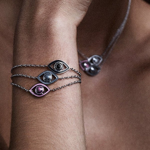 NETALI NISSIM X SEVEN50 - EYE BRACELET IN STERLING SILVER WITH WHITE ENAMEL