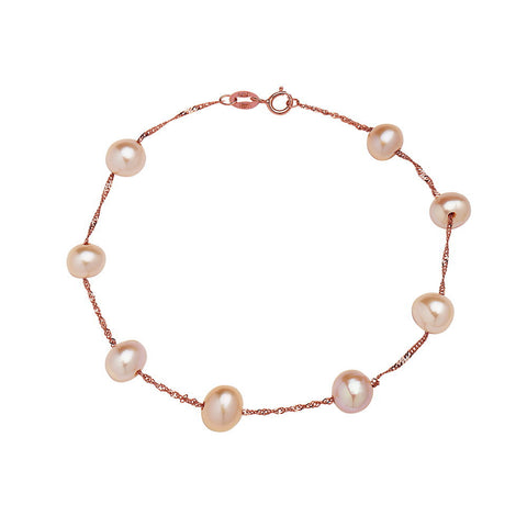 NIA LYNN ROSE GOLD PINK PEARL BRACELET