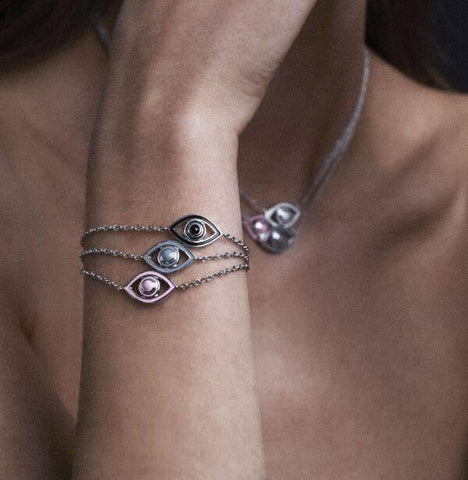 NETALI NISSIM x SEVEN50 - EYE BRACELET IN STERLING SILVER WITH BLACK ENAMEL