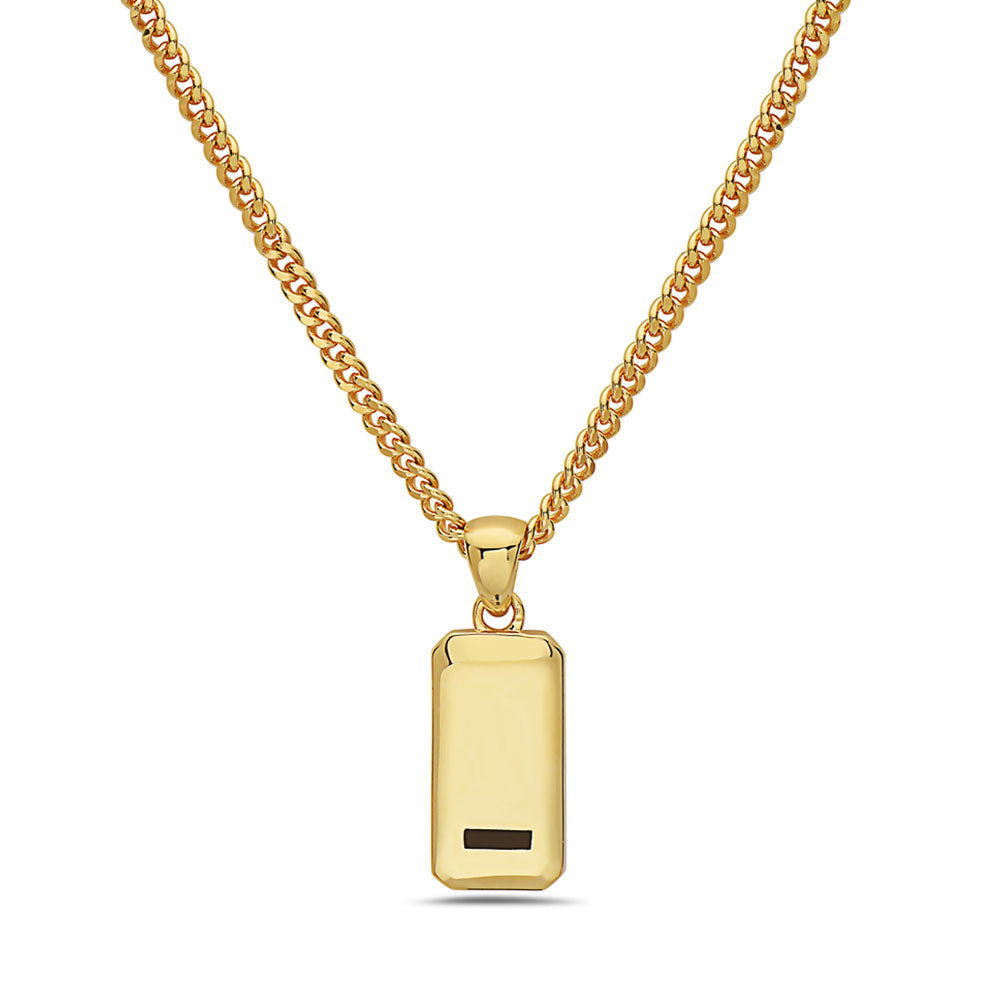 The Brick Necklace - JOEY ZAUZIG SQUARE GOLD BAR SHAPE BLACK BAR NECKLACE