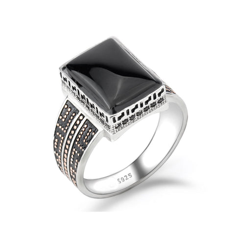 Sterling Silver Big Onyx Rectangular Signet Ring By Seven50 Seven50