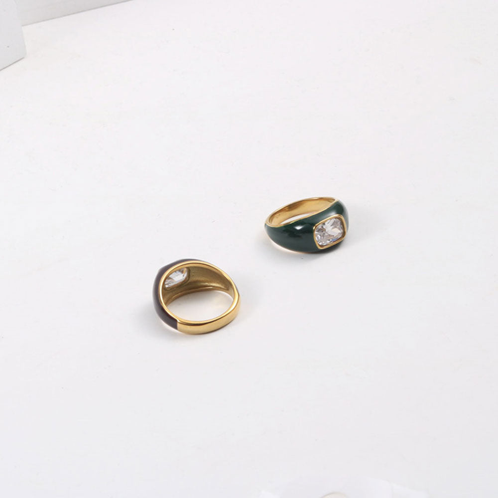 14k gold Plated ring with white stone