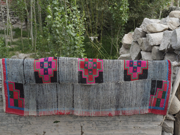 A Ladakhi carpet drying outside. A mix of wool, cotton and acrylic.