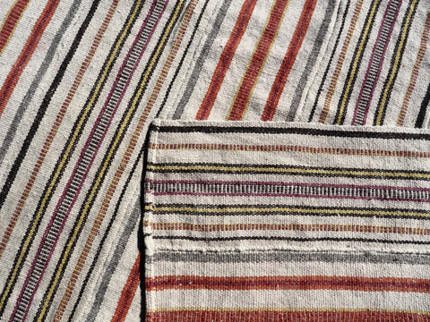 close up of traditional ladakhi carpet woven by changthang nomads