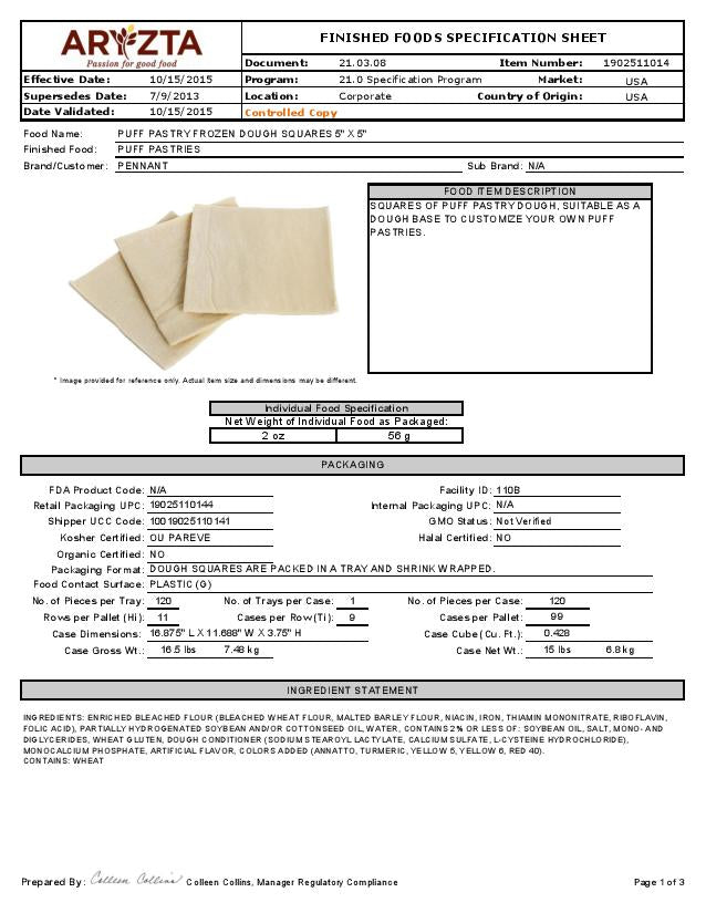 Puff Pastry Dough Sheets 10 x 15 - Buy Bulk or Wholesale – Bakers Authority