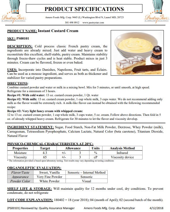 Instant custard cream sale