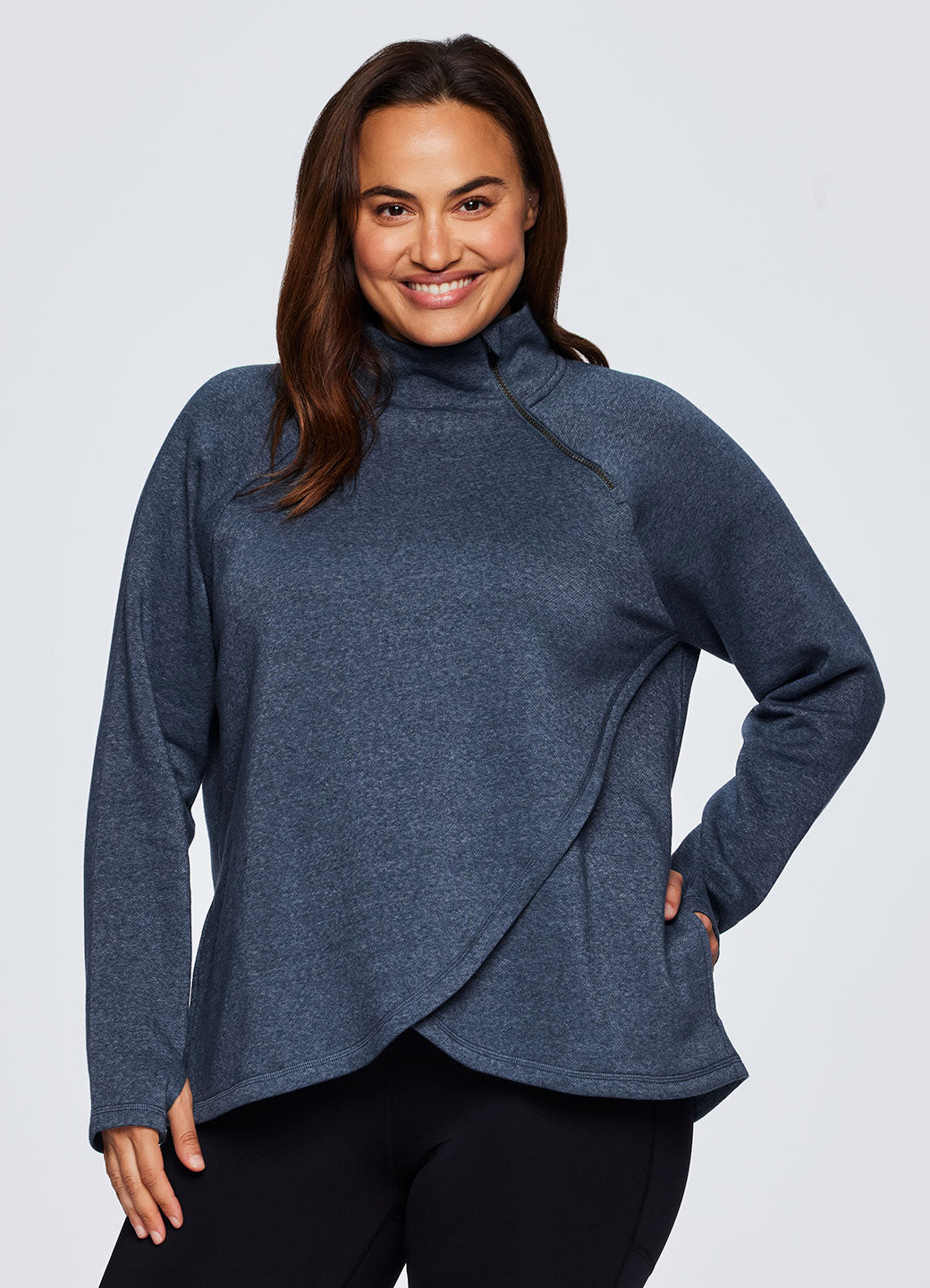 Plus Prime Ready To Roll Fleece Zip Mock Neck Pullover