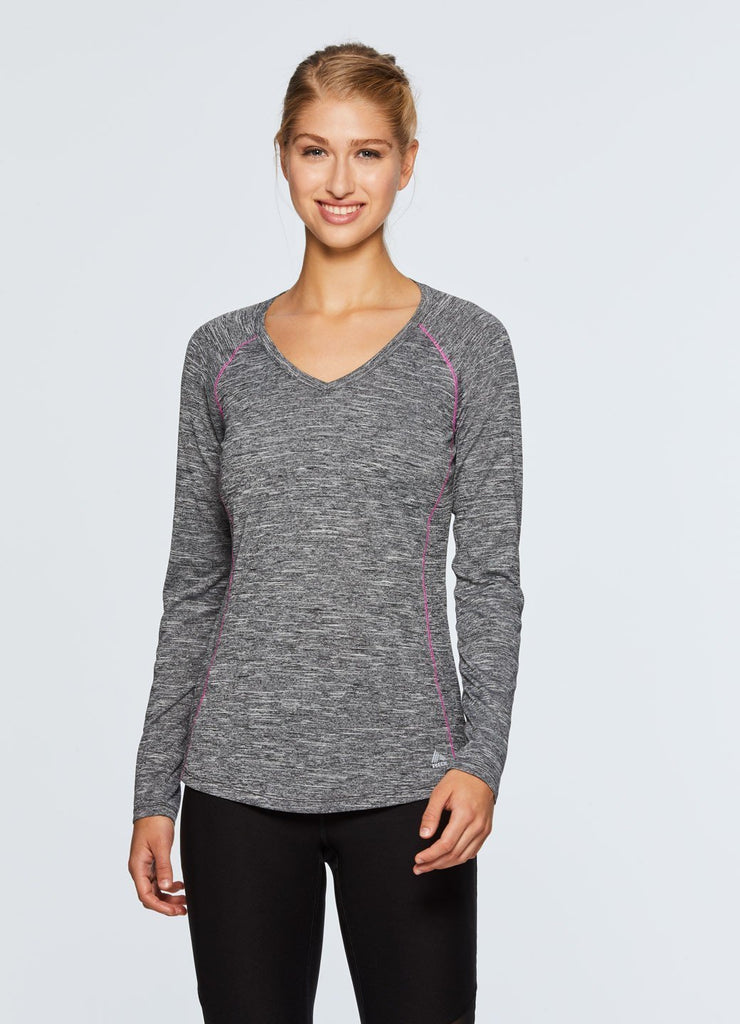Stratus Heathered Long Sleeve V-Neck Running T-Shirt – RBX Active
