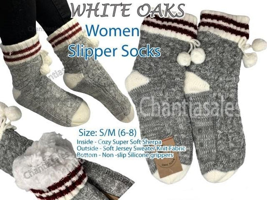 Ladies Fluffy Sherpa Fleece Slipper Socks with Non Slip Grippers