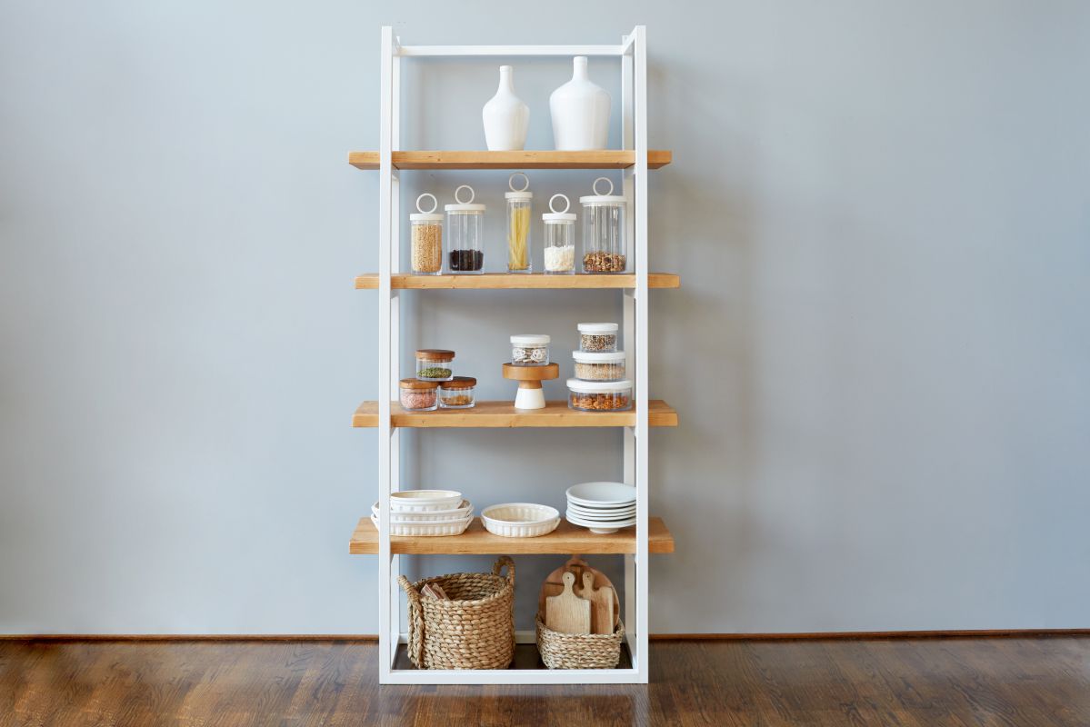 Pantry Shelf Unit White With Natural Shelves Etuhome