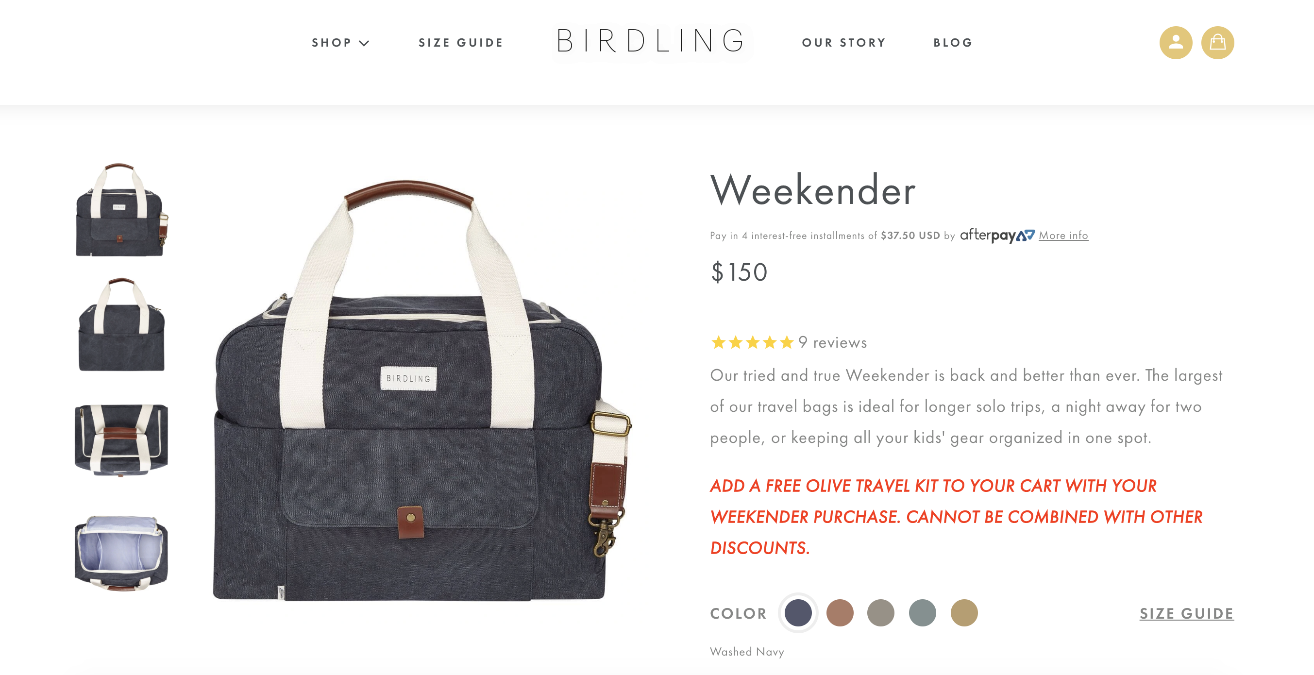 Birdling showcases product reviews at the top and bottom of the product page.