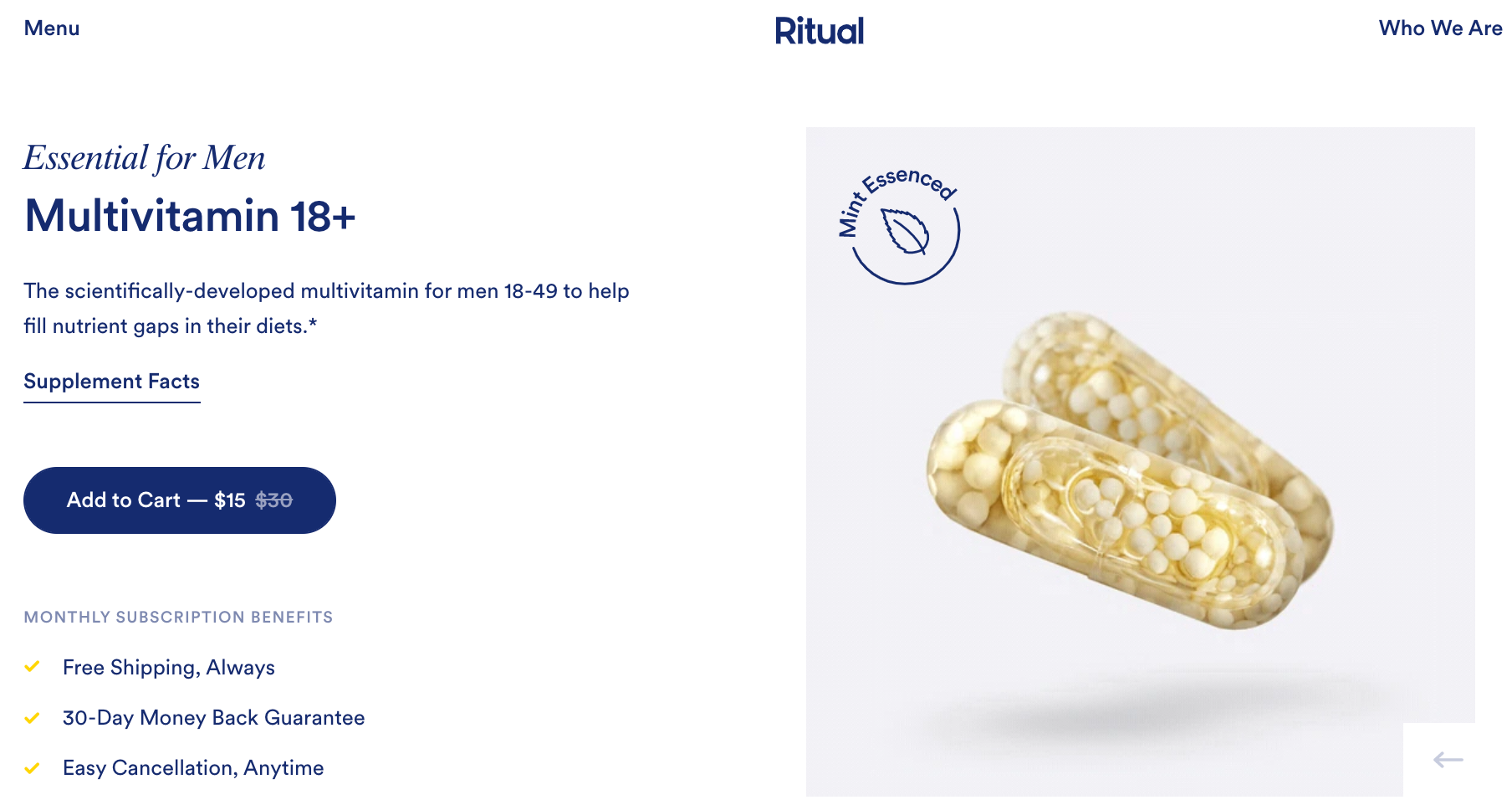 Ritual Vitamins product page