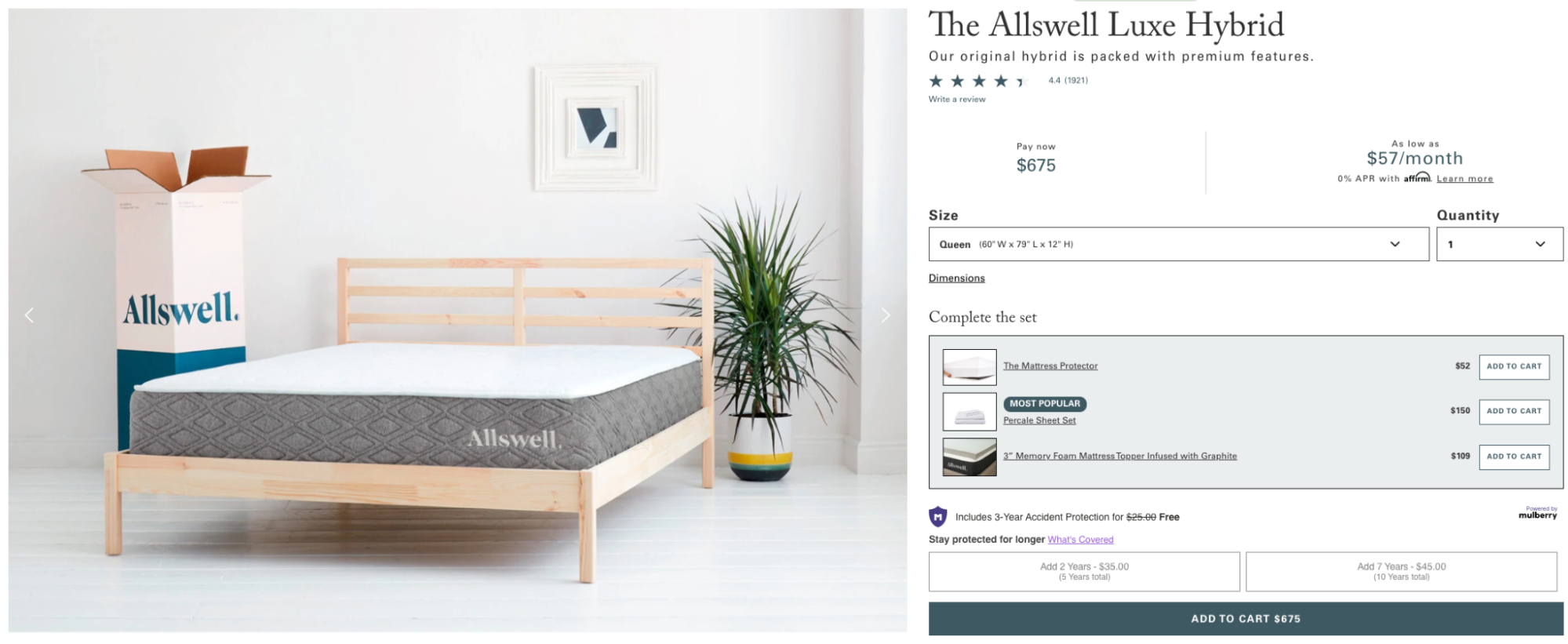 Allswell mattresses product page