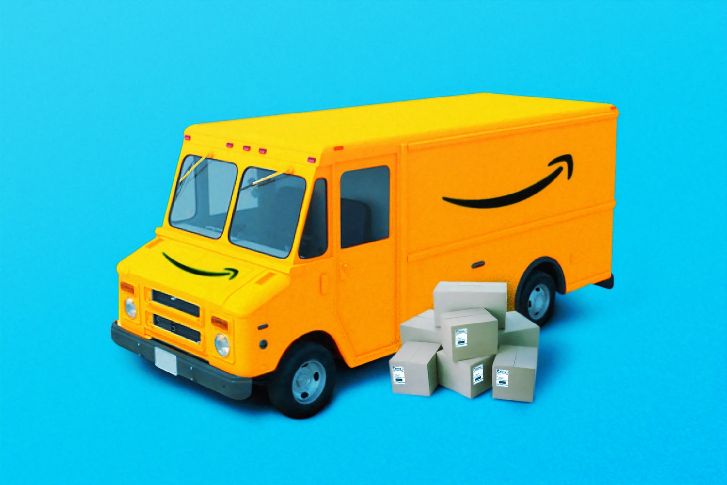 Amazon truck with packages