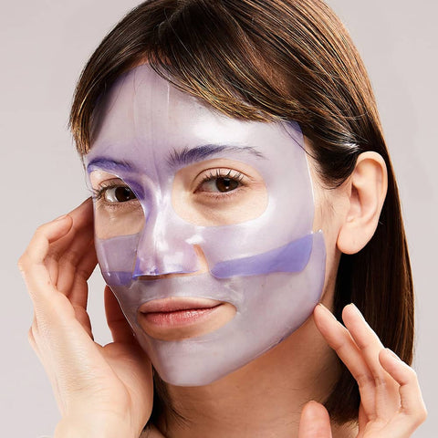woman wearing beauty sleep hydrogel restoring facial mask