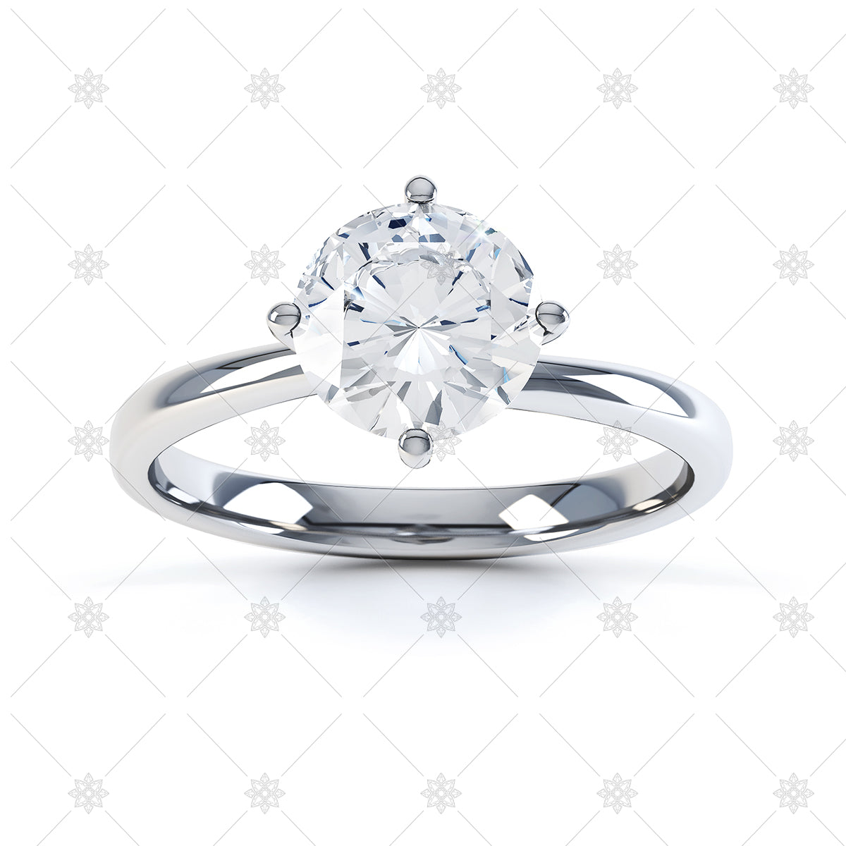 Cushion Cut Solitaire Diamond Engagement Ring, 4 Claw Set on a Round  Tapered Band with an Undersweep Setting.