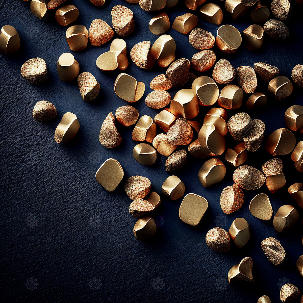 gold bullion pellets and nuggets