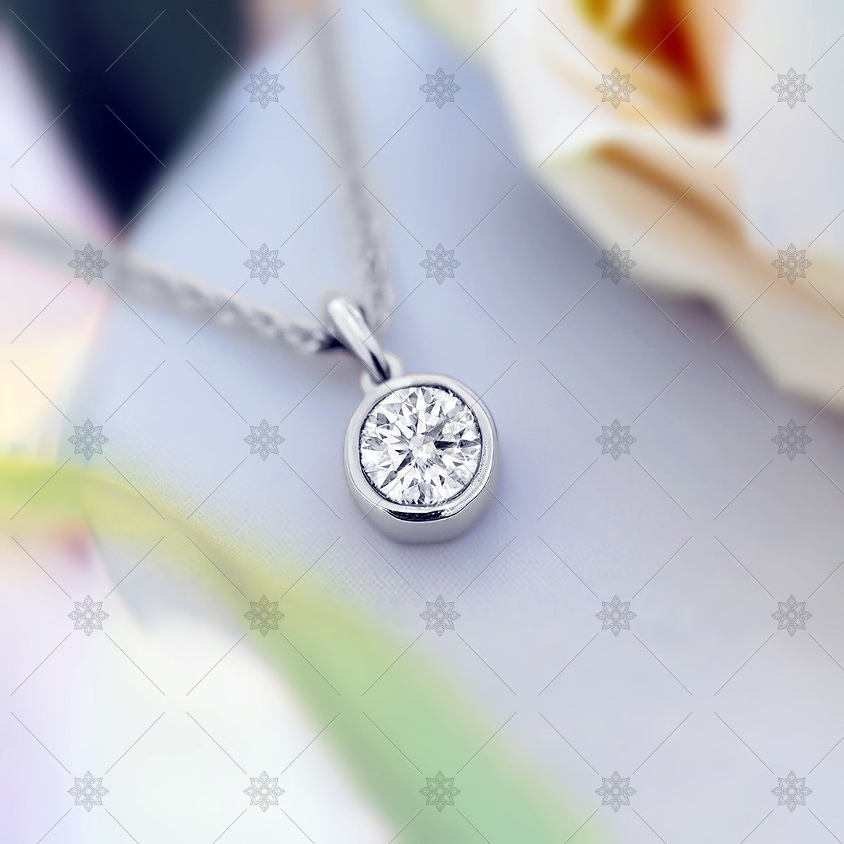 white gold diamond solitaire pendant