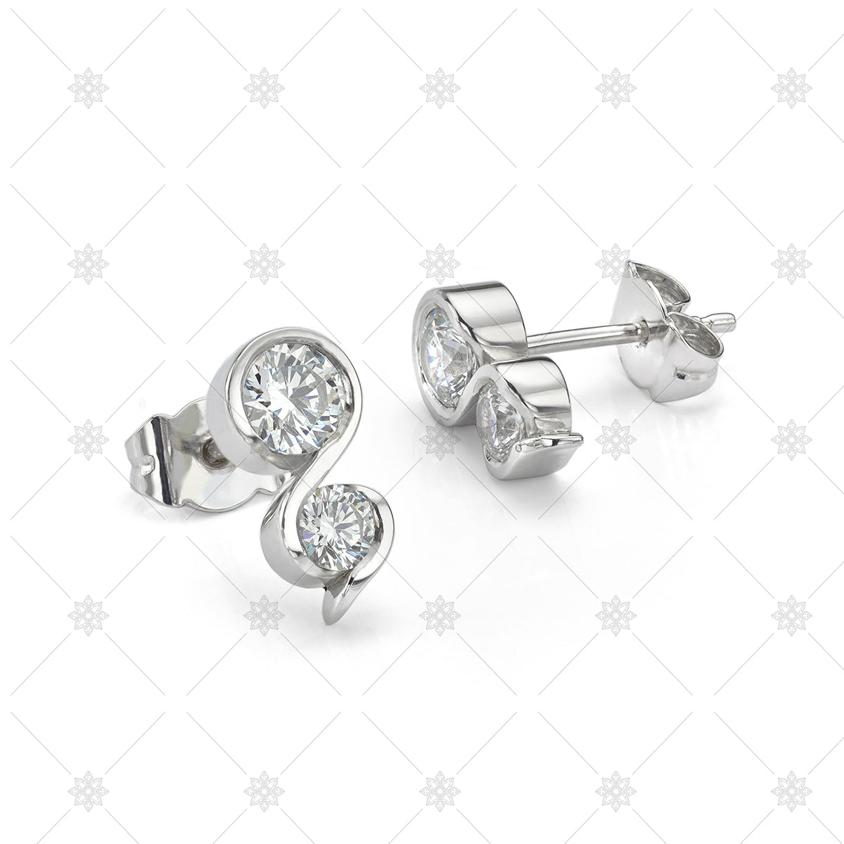 Two stone diamond earrings white gold