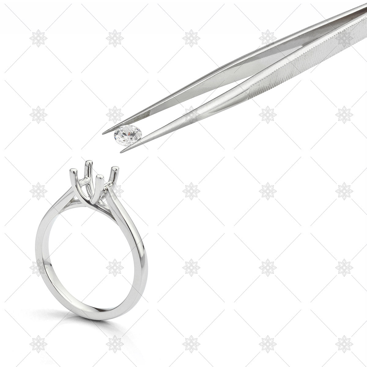 diamond ring with tweezers 