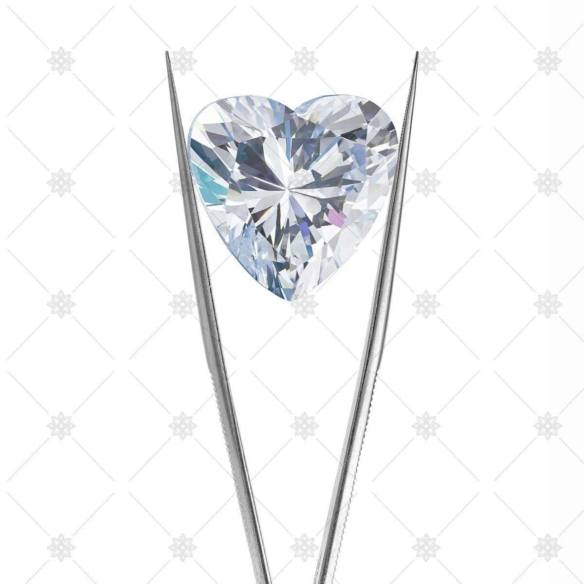 Heart shaped diamond in tweezers