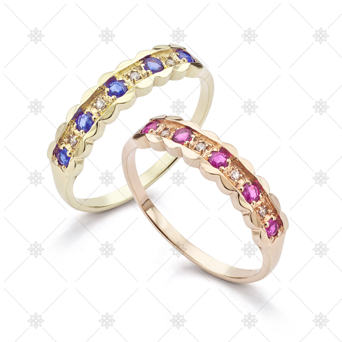Pink and Blue Sapphire rings image