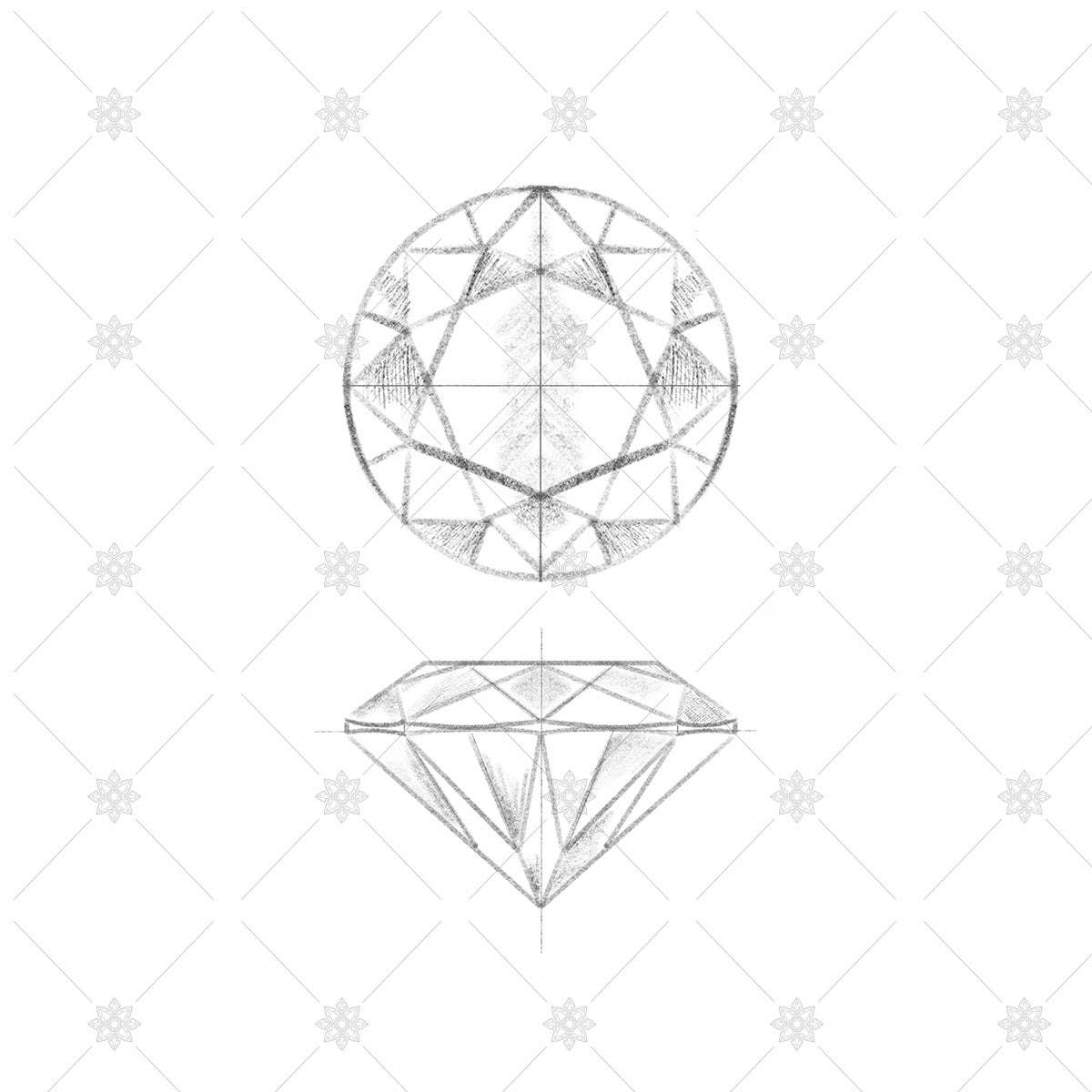 Round brilliant cut diamond sketch