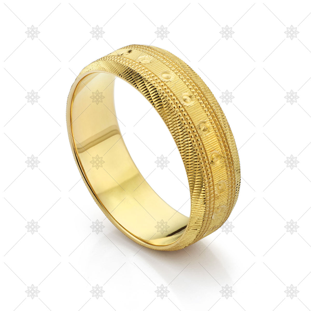 Ornate gold wedding ring stock image