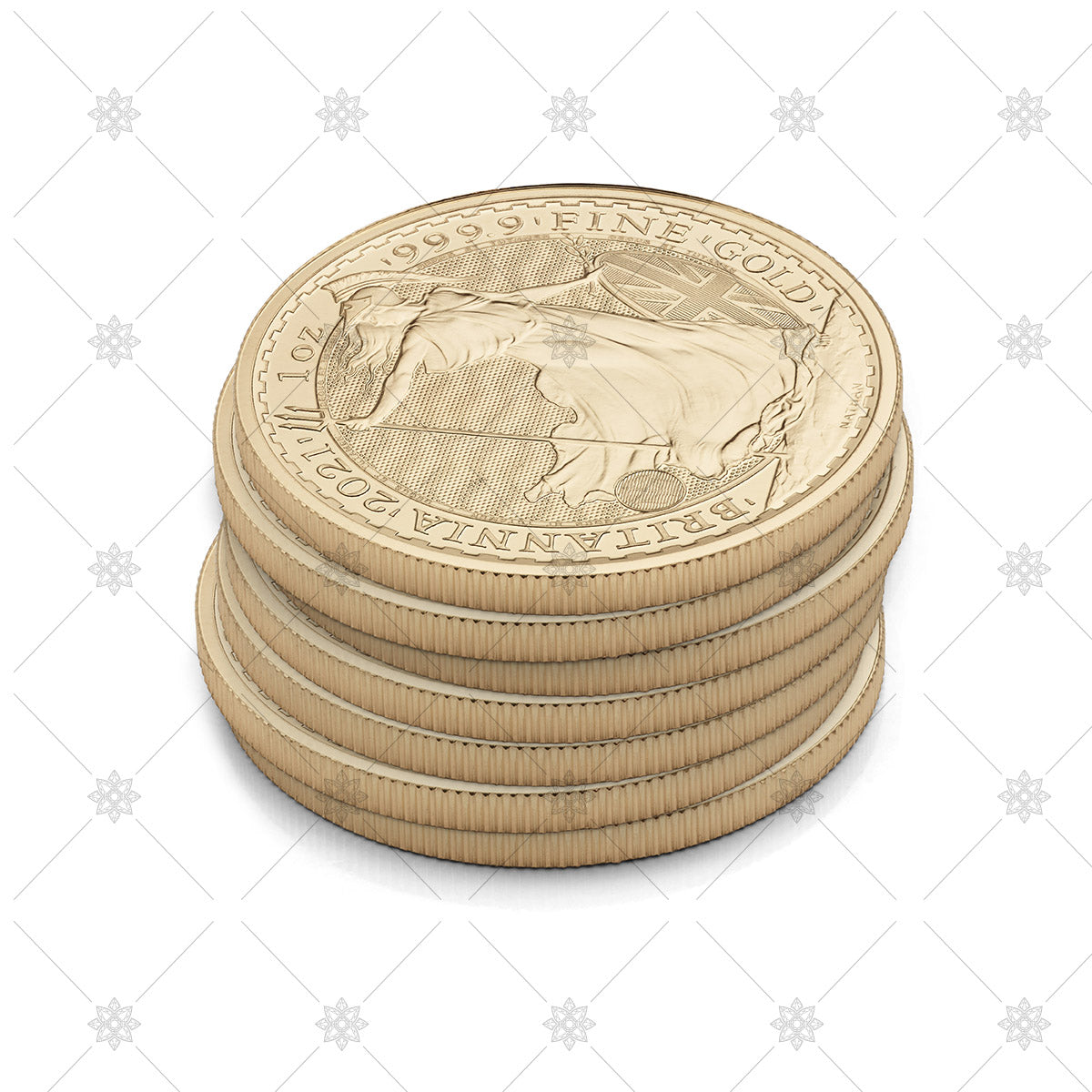 Gold bullion coin stack