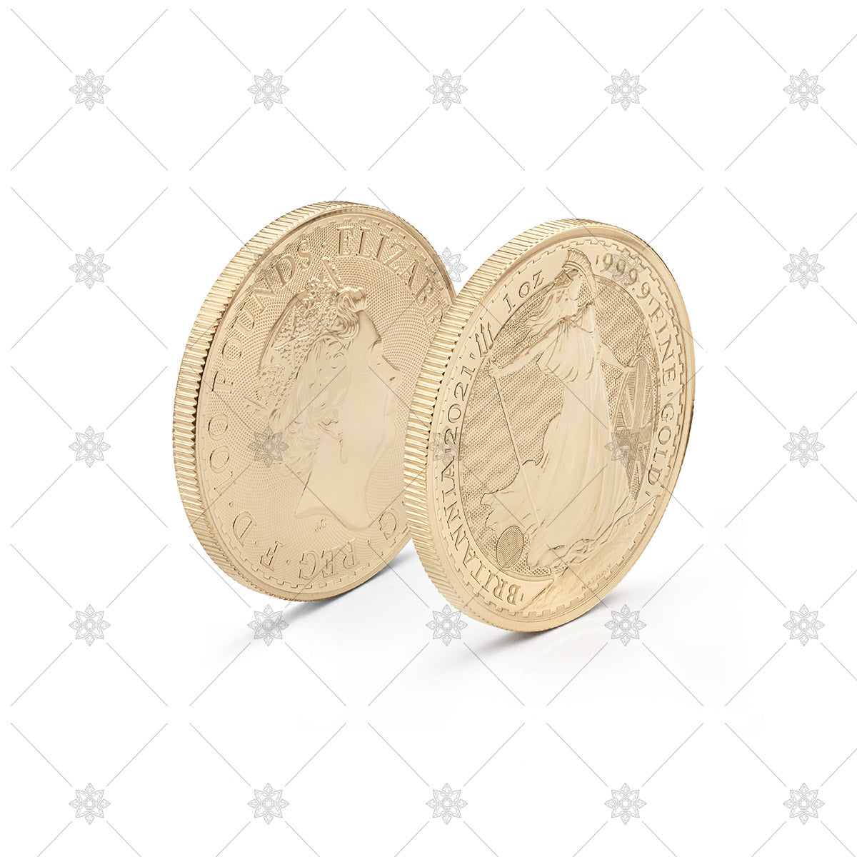 Gold bullion coin side front and back view