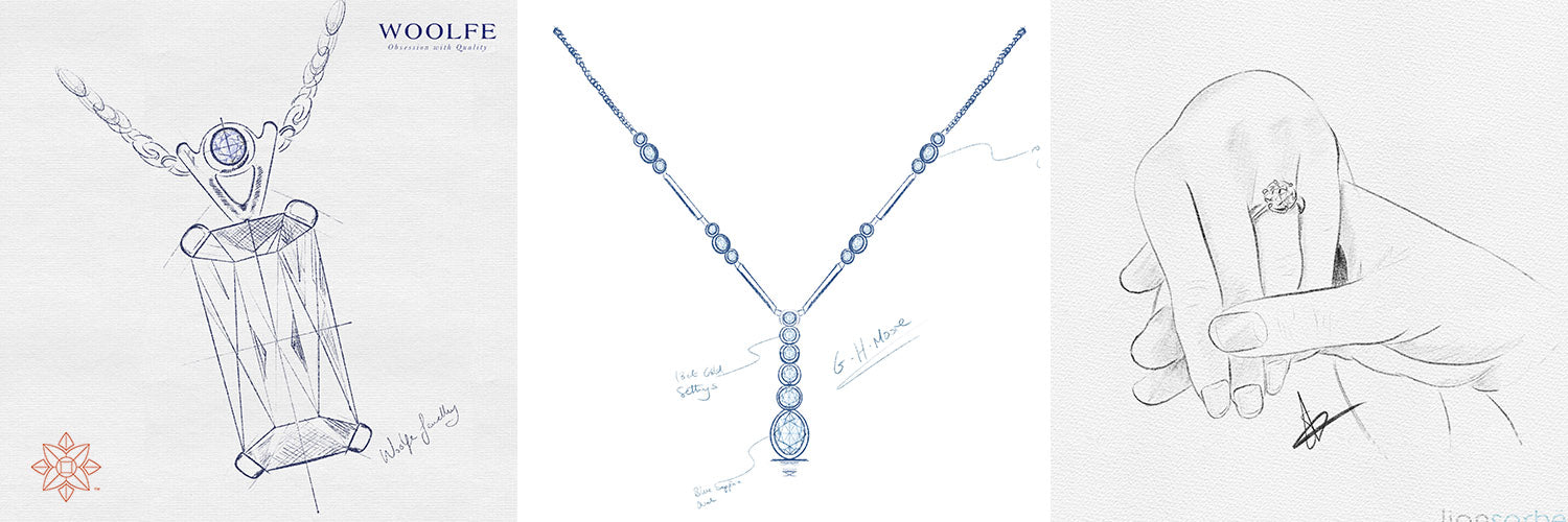 drawing of jewellery and diamonds