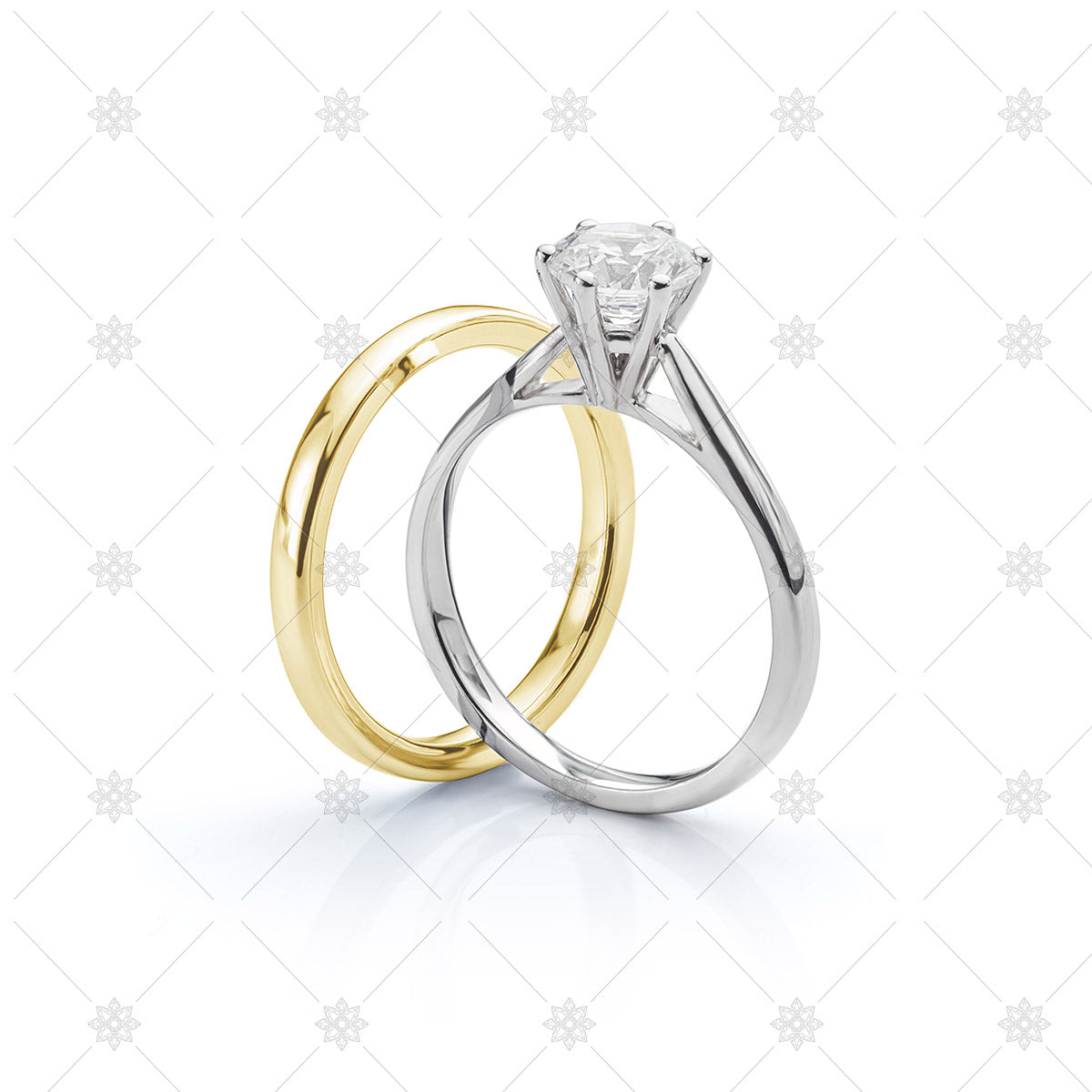Couple Rings Set Womens Gold IP Stainless Steel 5mm Round CZ Wedding Ring  Mens Gold Flat Band- Size W6M11 - Walmart.com
