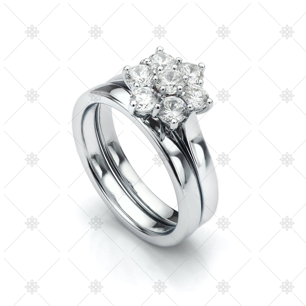 Engagement and wedding ring set image