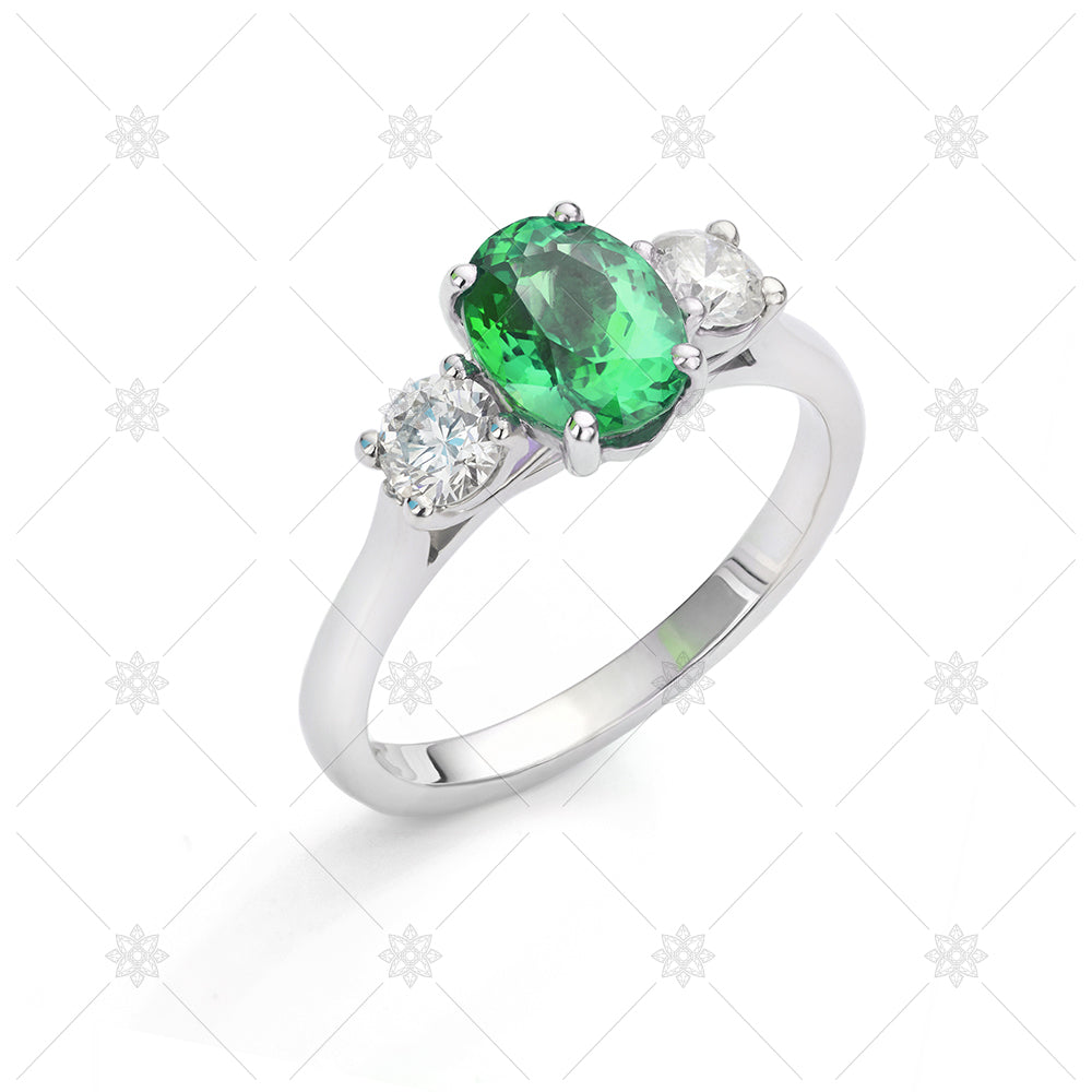 14kt White Gold Emerald & Diamond Ring — Renaissance Jewelers