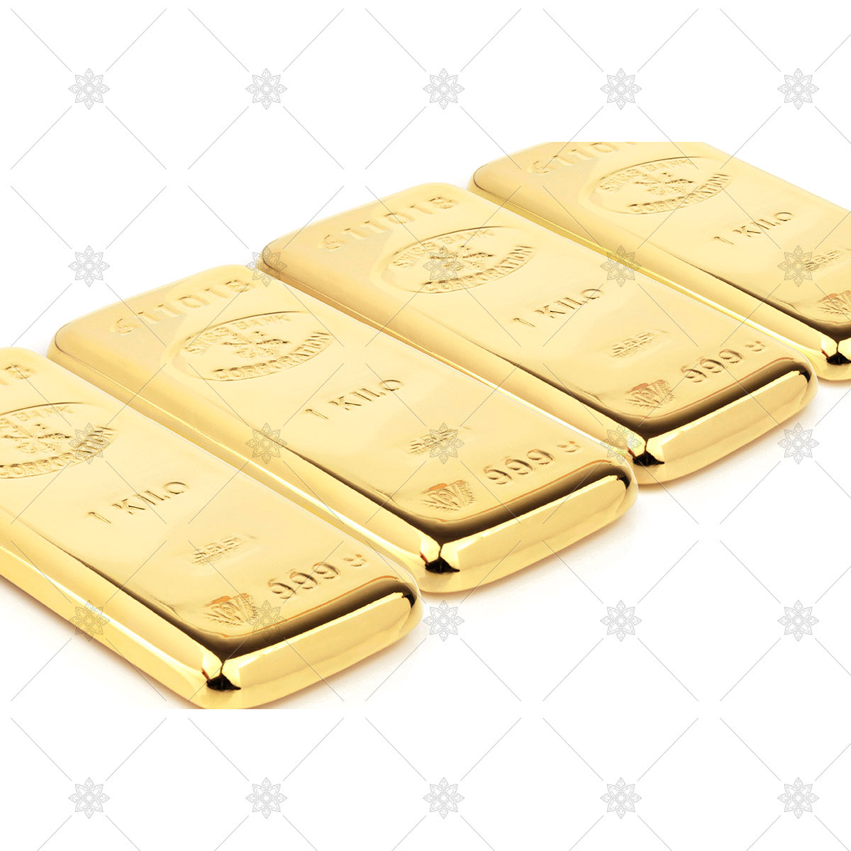 Row of three gold bullion bars