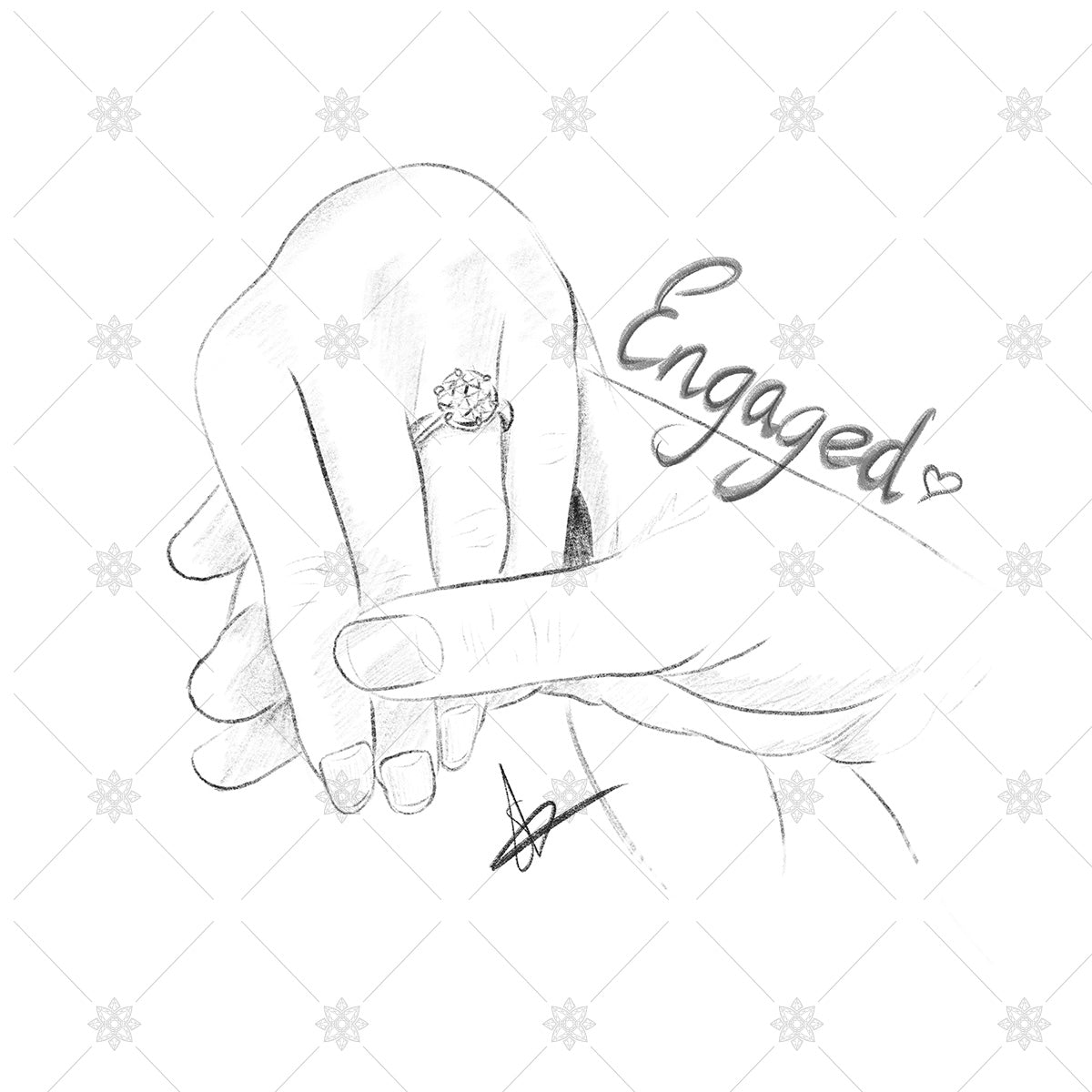 Holding Hands Pencil Sketch Engaged - SK1028 – JEWELLERY:GRAPHICS