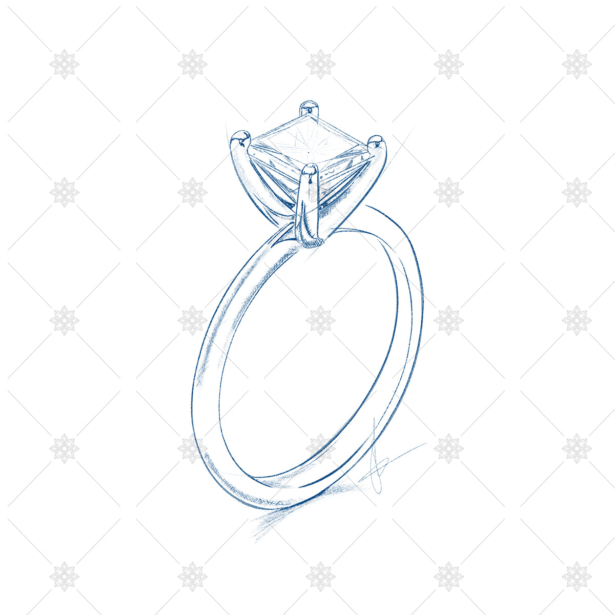 diamond ring sketch - jewellery drawing