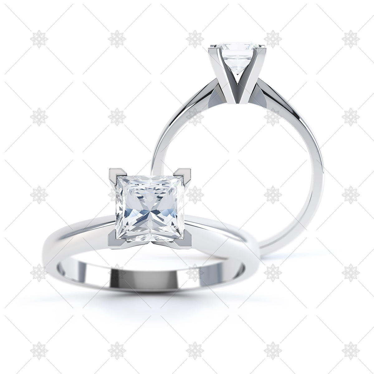 4 Claw Princess Cut Diamond Twist Solitaire - JQD1012