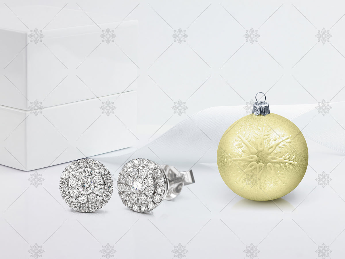 Halo Earrings with gold christmas bauble