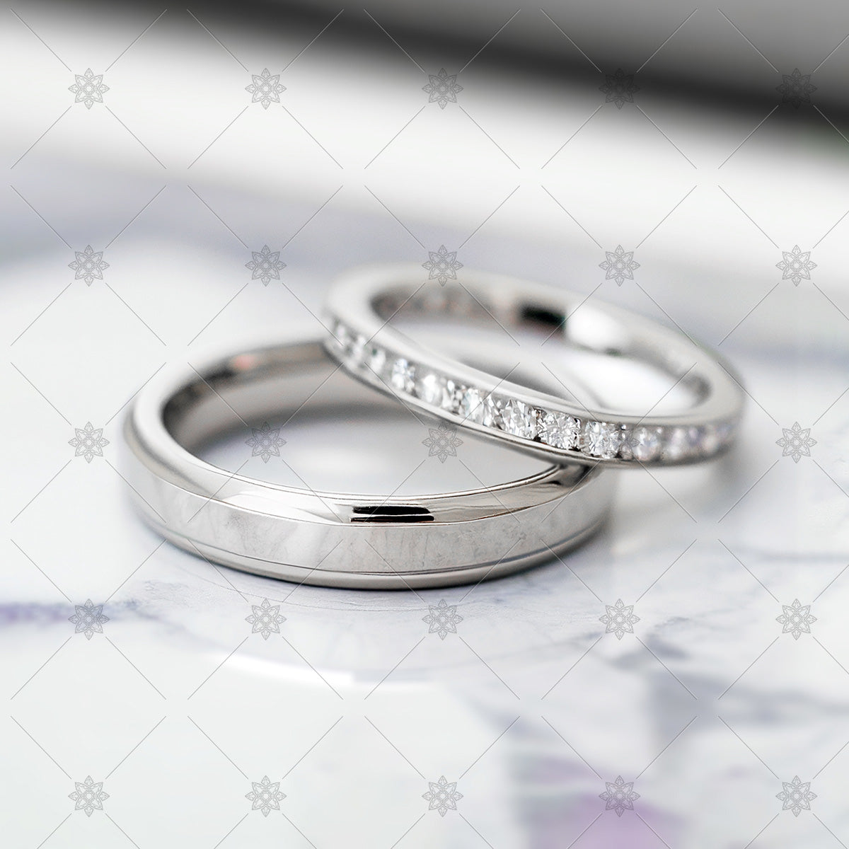 Diamond wedding rings set - AI1022 – JEWELLERY:GRAPHICS