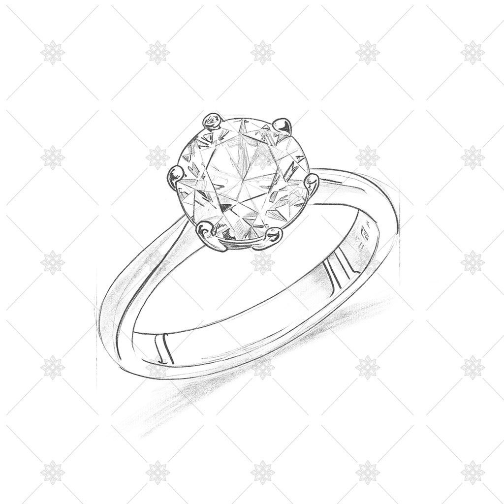 6 Claw Diamond Ring Pencil drawing - SK1010 – JEWELLERY:GRAPHICS