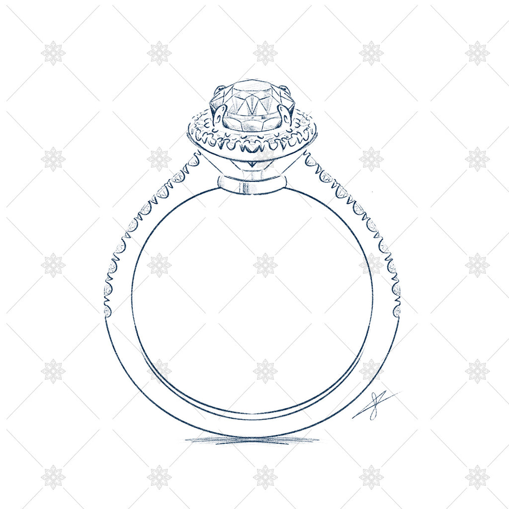Diamond Ring Design Sketch - SK1055 – JEWELLERY:GRAPHICS