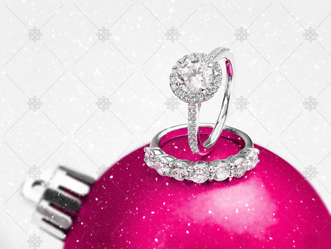 Winter Rings on Pink Christmas Bauble - WC1002