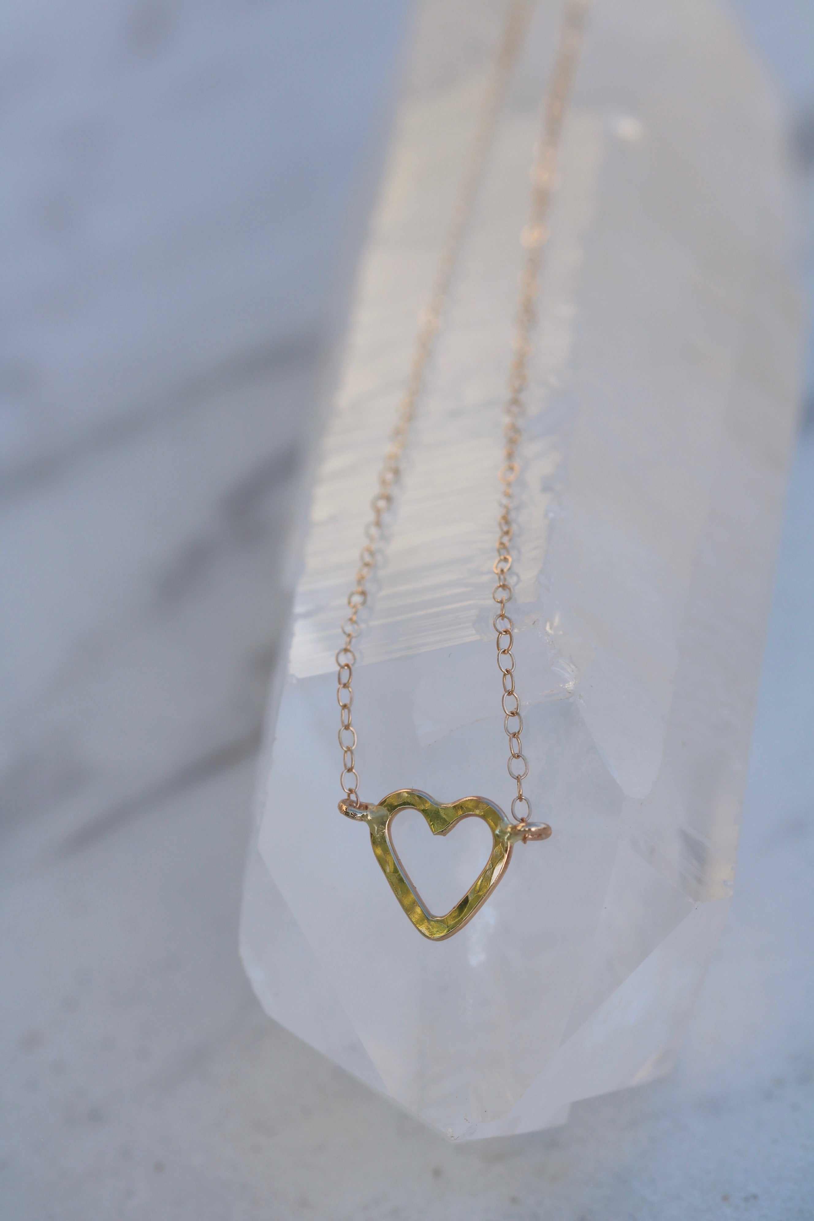 14K Solid Gold Heart Choker