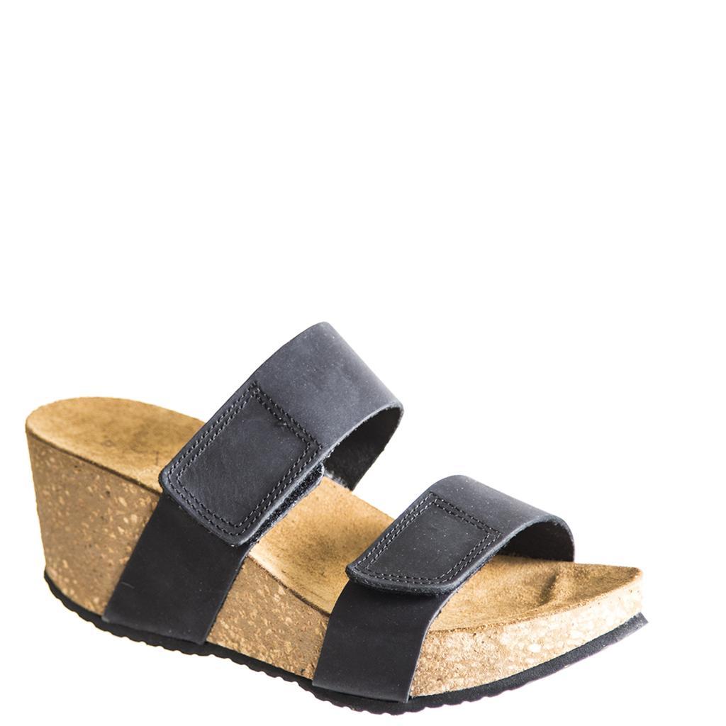 black wedge sandals