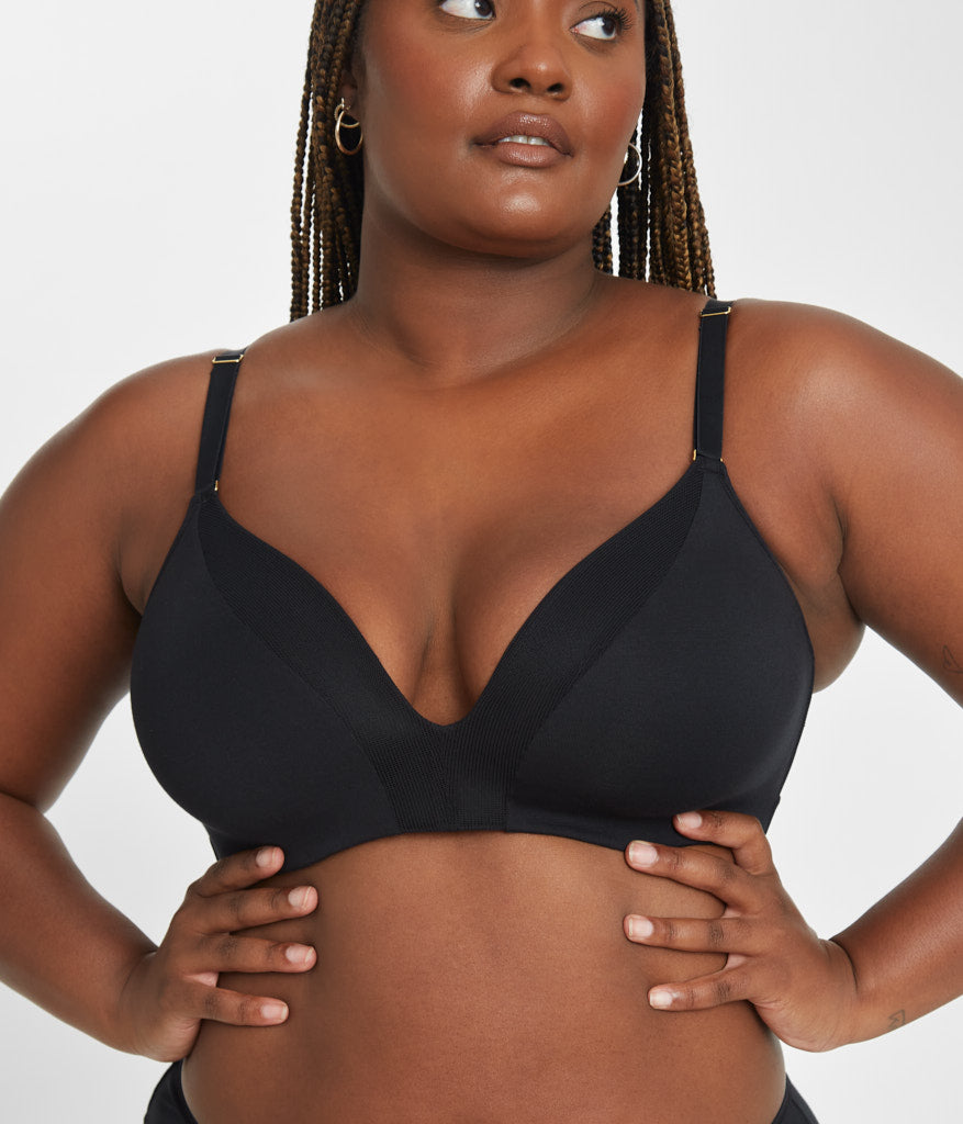 Deep V No-Wire Bra, Modal Bra in Heather Gray