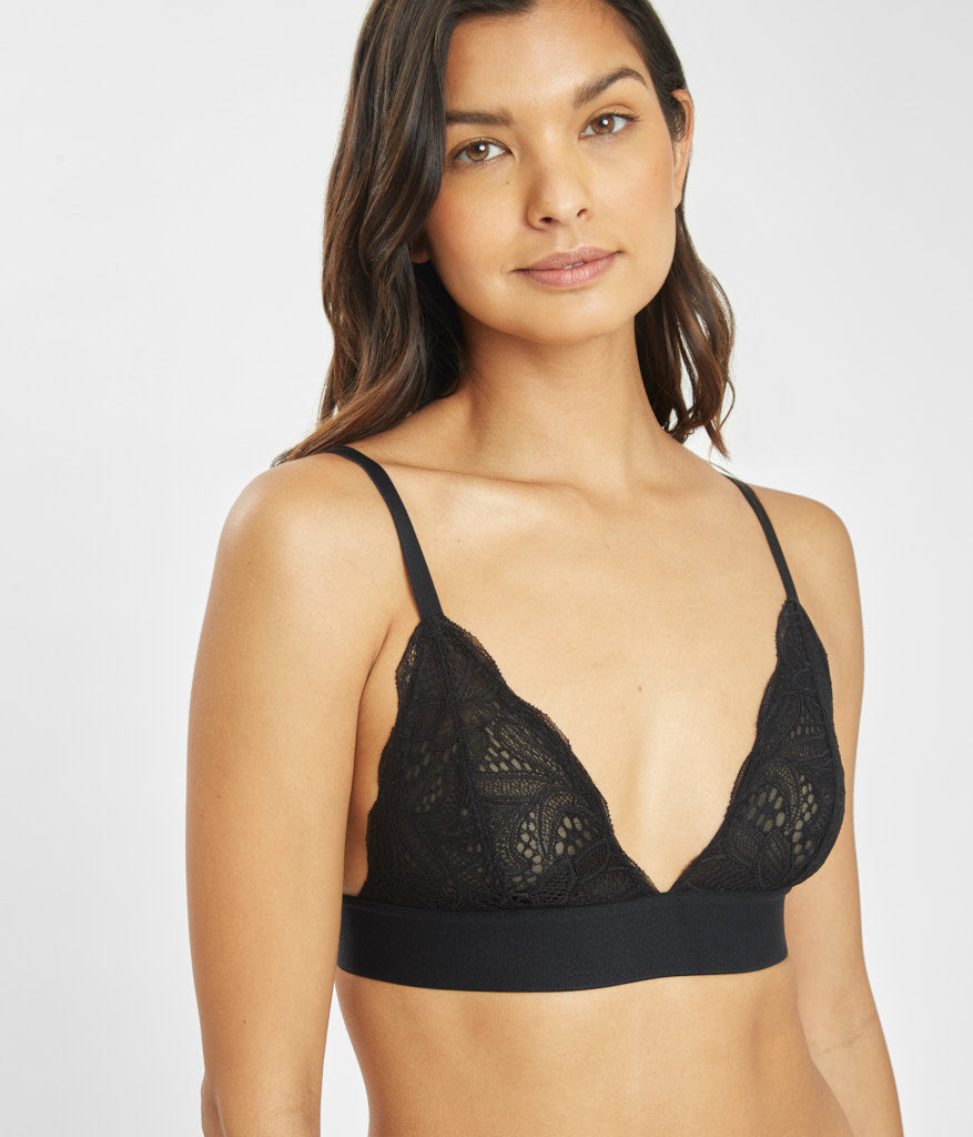 Unlined Lace Bralette, Smoke